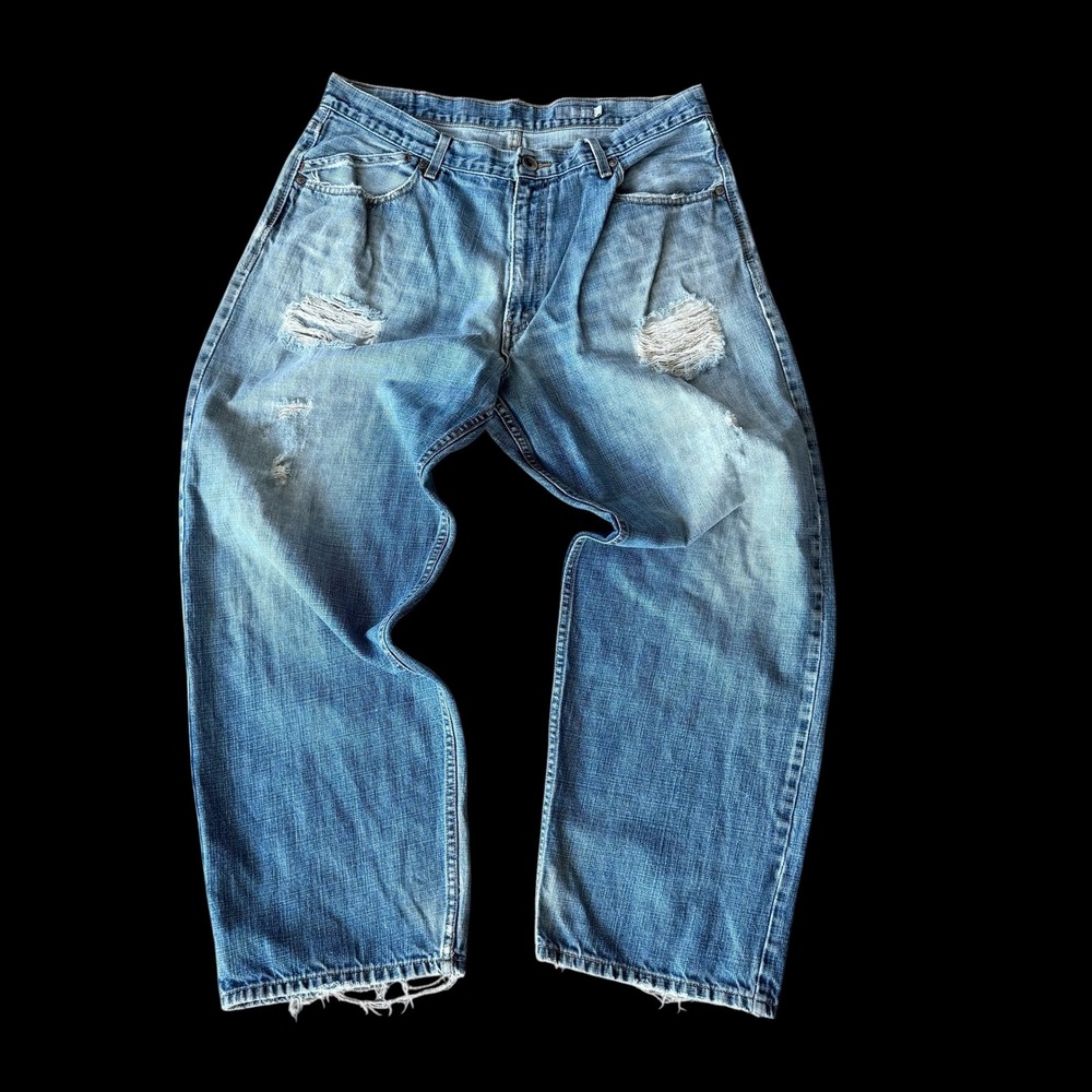 Levis SilverTab Baggy Jeans 36x29 Light Wash Distressed 90s Wide Leg Denim